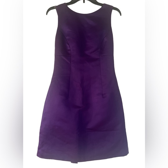 NWT Kay Unger Fit & Flair Satin Sleeveless Open Back with Bow Purple Sz2 - Picture 16 of 16